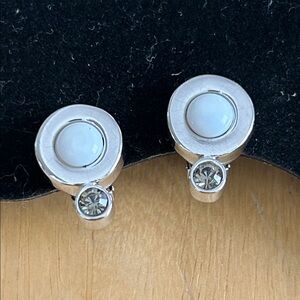 Givenchy Silver and White Stud Earrings